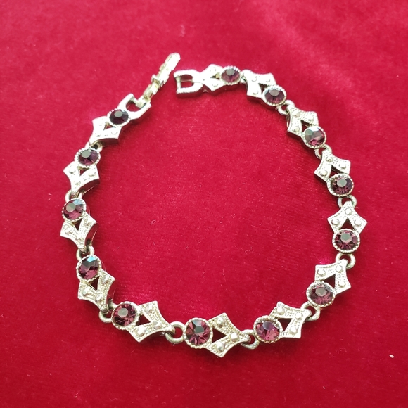 Vintage purple Rignstones bracelet - Picture 7 of 13